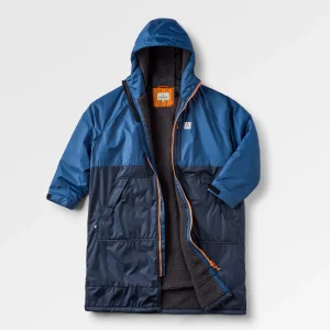 Waves Sherpa Gefütterter Surf-Poncho - Dunkles Denim/ Tiefes Marineblau