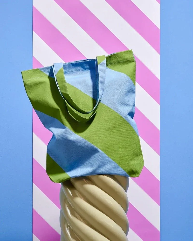 Kado Design Tragetasche aus Baumwolle • Diagonale Streifen Grün/Blau – Bild 4