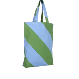 Kado Design Tragetasche aus Baumwolle • Diagonale Streifen Grün/Blau