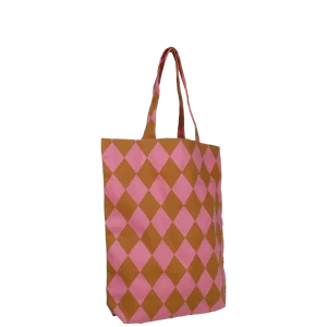 Tragetasche aus Baumwolle • Rosa/Kupfer Diamant kariert