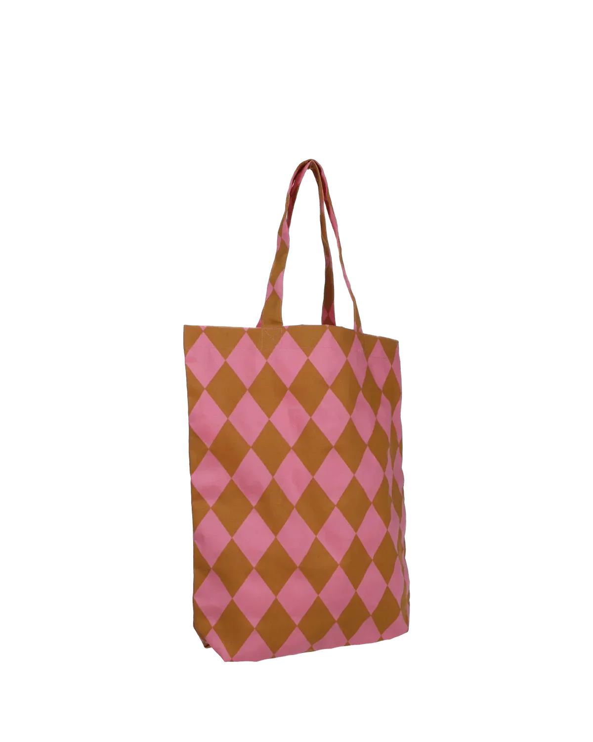 Tragetasche aus Baumwolle • Rosa/Kupfer Diamant kariert