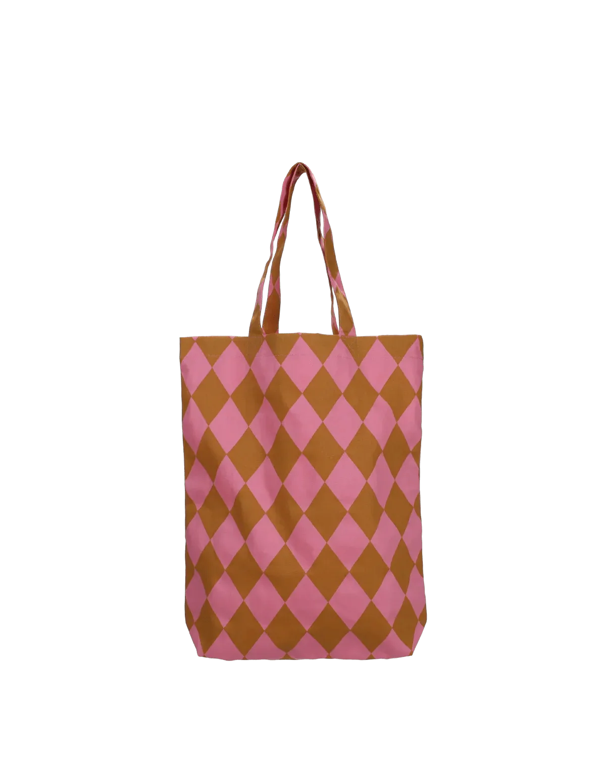 Tragetasche aus Baumwolle • Rosa/Kupfer Diamant kariert – Bild 3