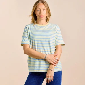 T-Shirt Gestreift aus Bio-Baumwolle • Gelb/Hellblau