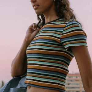 Out There Geripptes T-Shirt - Espresso Multi Stripe