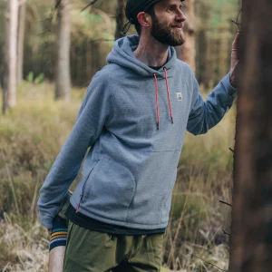 Point Grid Polar Fleece Kapuzenpullover - Graumeliert