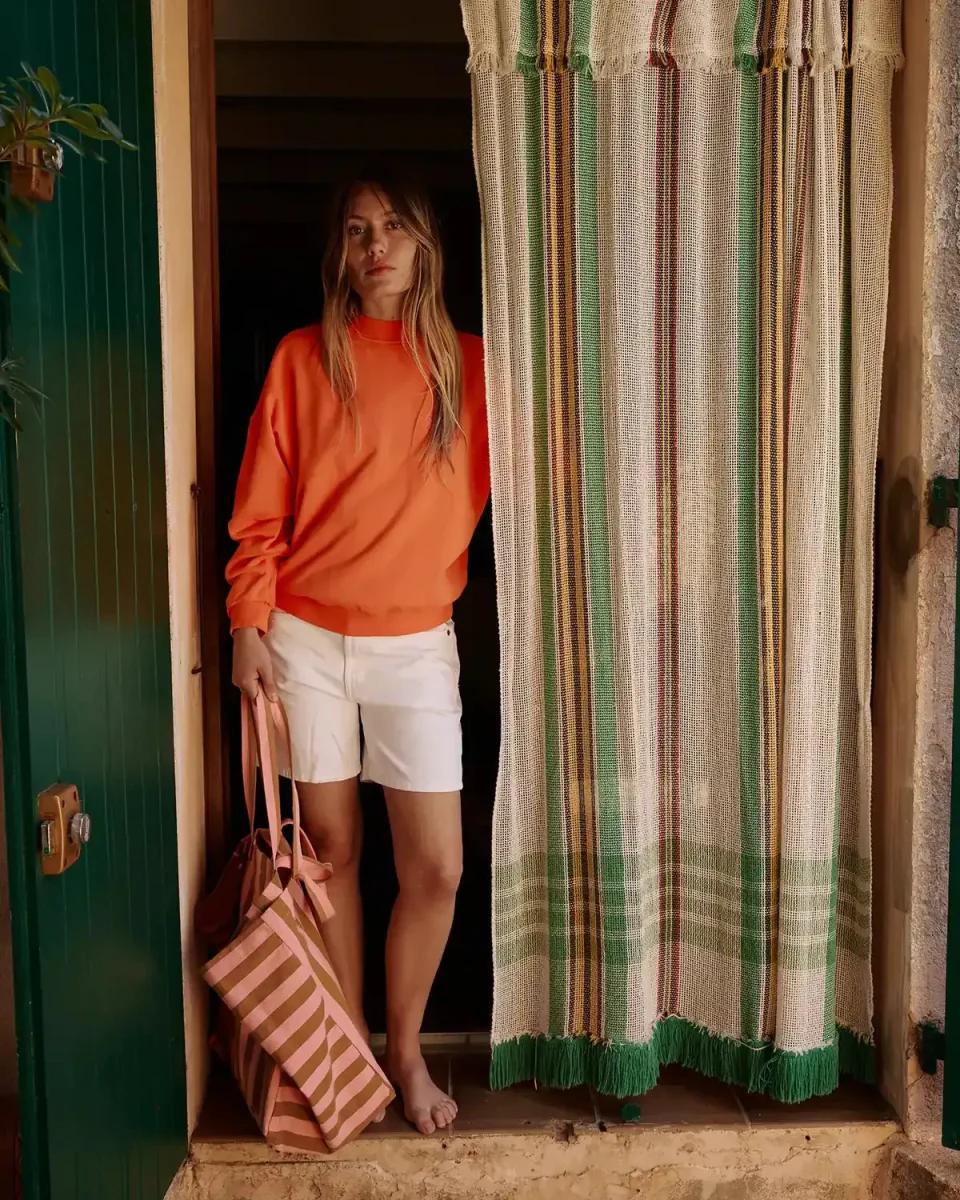 ELISA Einkaufstasche • Stripes Caramel/Strawberry – Bild 5