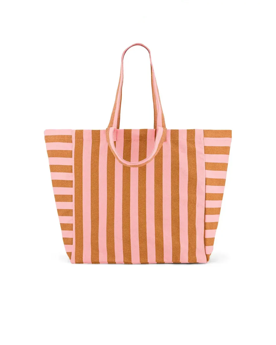 ELISA Einkaufstasche • Stripes Caramel/Strawberry – Bild 2