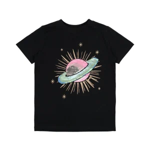 THE NEW T-Shirt mit Pailletten-Planet - Black & Crushed Berry
