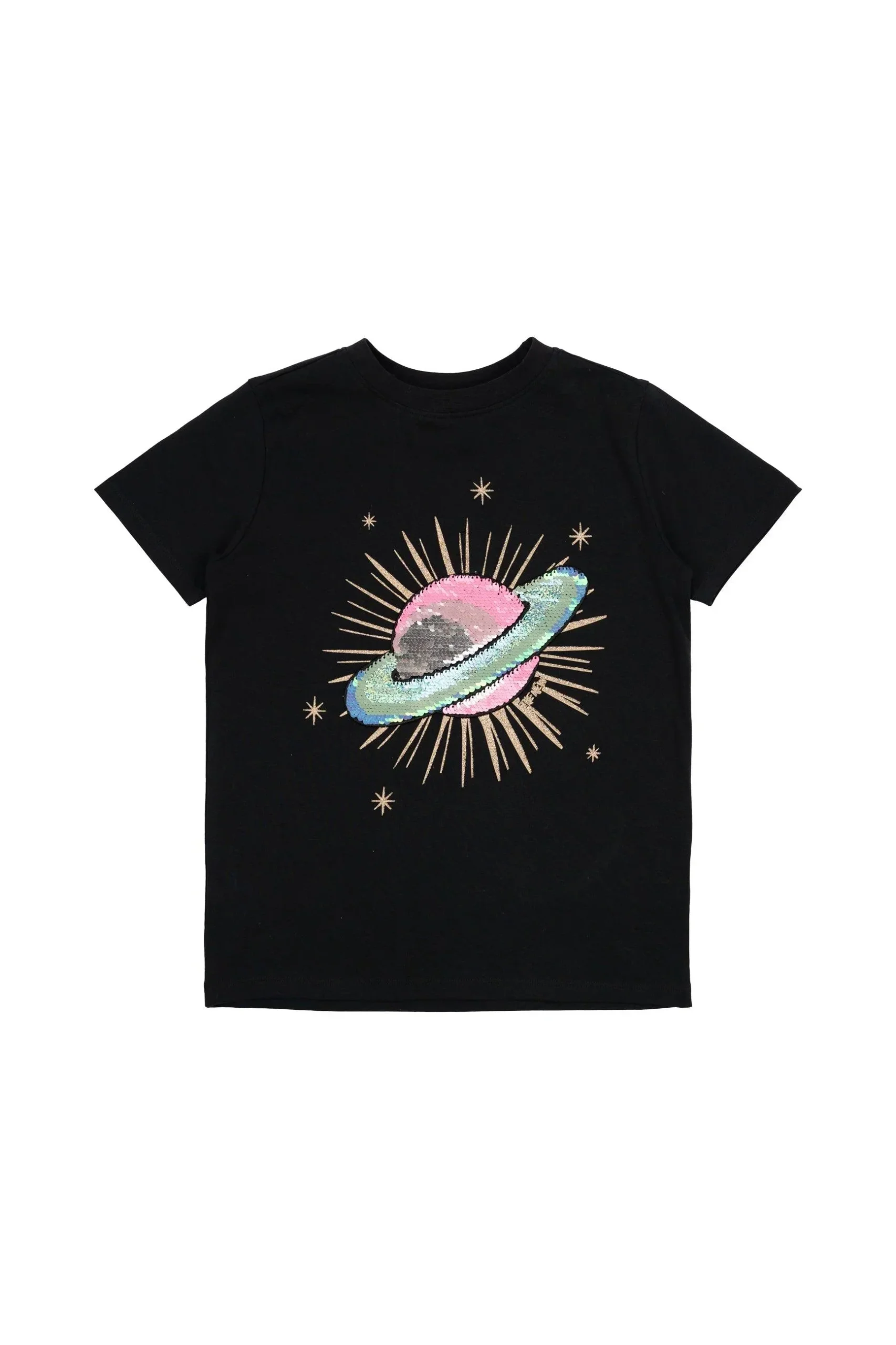THE NEW T-Shirt mit Pailletten-Planet - Black & Crushed Berry