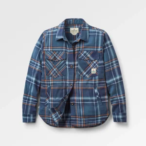 Stella Langarmshirt aus natürlicher Baumwolle - Marineblau/Verblasstes Denim Kariert